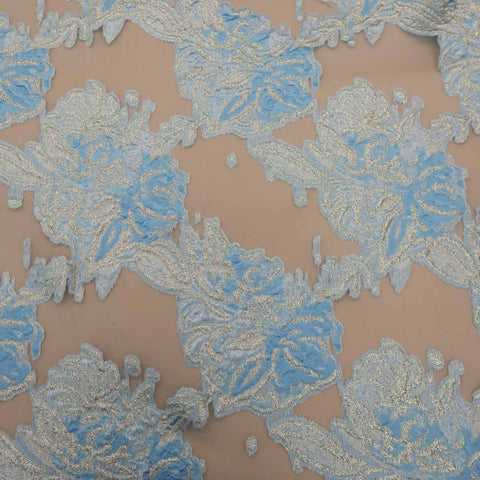 Floral Textured Pink and Beige Brocade Fabric - Rex Fabrics