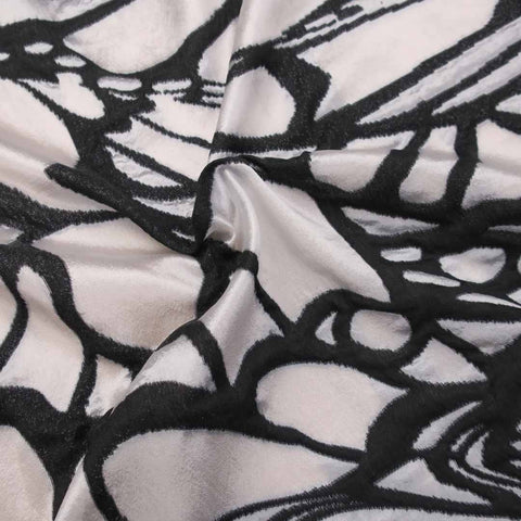 Abstract Textured Black and White Brocade Fabric - Rex Fabrics