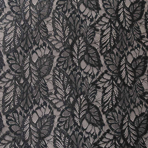 Black Floral Chantilly French Alencon Lace - Rex Fabrics