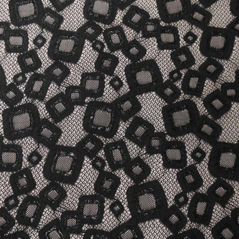 Black Floral Chantilly French Alencon Lace - Rex Fabrics
