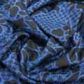 Blue and Black Floral Houndstooth and Floral Design Brocade - Rex Fabrics