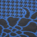 Blue and Black Floral Houndstooth and Floral Design Brocade - Rex Fabrics
