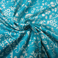 Teal Double Sided Floral Abstract Brocade Fabric - Rex Fabrics