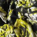 White and Yellow Flowers In a Black Sheer Background Dandelion Floral Brocade Fabric - Rex Fabrics