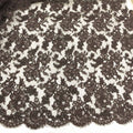 Brown Double Scalloped Floral Corded French Lace - Rex Fabrics