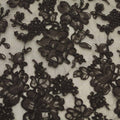 Brown Double Scalloped Floral Corded French Lace - Rex Fabrics