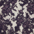 Dark Jungle Black Double Scalloped Floral Corded French Lace - Rex Fabrics