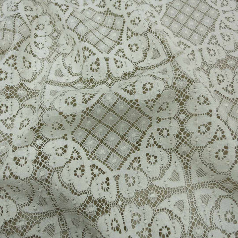 Ivory Floral Abstract Cotton Lace - Rex Fabrics