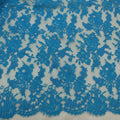 Lapis Lazuli Blue Double Scalloped Floral Corded French Lace - Rex Fabrics