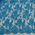 Lapis Lazuli Blue Double Scalloped Floral Corded French Lace - Rex Fabrics