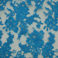 Lapis Lazuli Blue Double Scalloped Floral Corded French Lace - Rex Fabrics