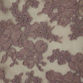 Medium Taupe Double Scalloped Floral Corded French Lace - Rex Fabrics