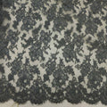 Pastel Brown Double Scalloped Floral Corded French Lace - Rex Fabrics