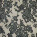 Pastel Brown Double Scalloped Floral Corded French Lace - Rex Fabrics