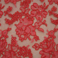 Red Double Scalloped Floral Corded French Lace - Rex Fabrics