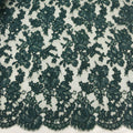 Space Green Double Scalloped Outer Corded French Lace - Rex Fabrics