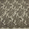 Wenge Brown Double Scalloped Floral Corded French Lace - Rex Fabrics