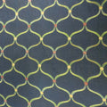 Smalt Blue with Abstract Swamp Green Lines Decorative Brocade Fabric - Rex Fabrics