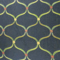 Smalt Blue with Abstract Swamp Green Lines Decorative Brocade Fabric - Rex Fabrics