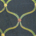 Smalt Blue with Abstract Swamp Green Lines Decorative Brocade Fabric - Rex Fabrics
