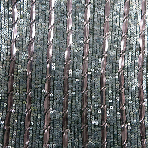 Davy Grey Titanamium Heavily Embroidered Fabric - Rex Fabrics