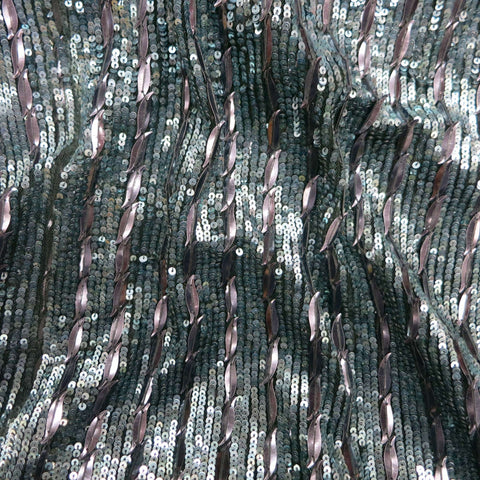 Davy Grey Titanamium Heavily Embroidered Fabric - Rex Fabrics