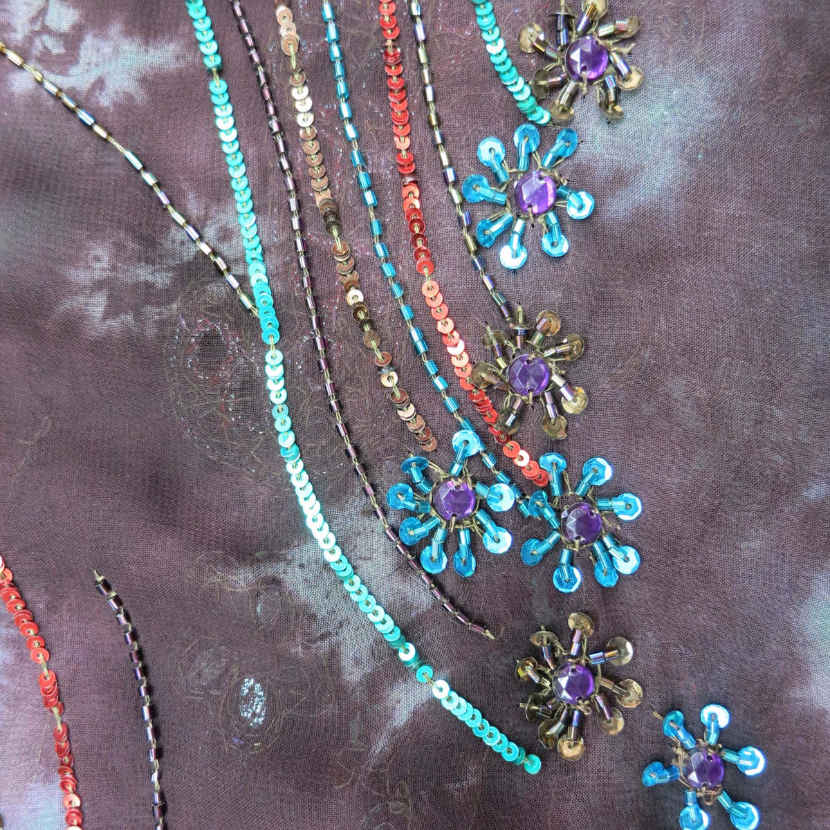 Tundora Grey Heavily Bugle Beaded Embroidered Fabric– Rex Fabrics