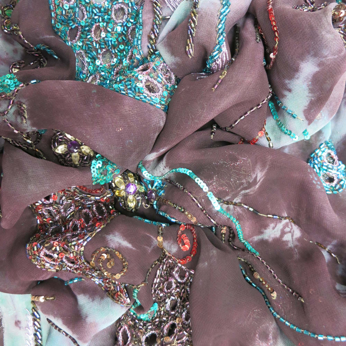 Tundora Grey Heavily Bugle Beaded Embroidered Fabric– Rex Fabrics