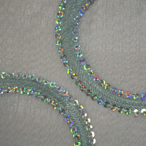 Aqua Sequin Embroidered Spiral Decorative Organza - Rex Fabrics