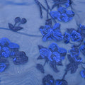 Dark Blue Floral Embroidered Organza Fabric - Rex Fabrics