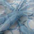 Sky Blue Sequin Embroidered Spiral Decorative Organza - Rex Fabrics