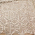 Beige Geometric Embroidered Tulle Fabric - Rex Fabrics