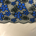 Black and Blue Floral Embroidered Tulle Fabric - Rex Fabrics