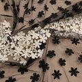 Black and White Floral Embroidered Tulle Fabric - Rex Fabrics
