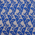 Blue Floral on Nude Embroidered Tulle Fabric - Rex Fabrics