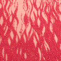 Cherry Red Pearl Design Embroidered Tulle Fabric - Rex Fabrics