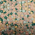 Green Multicolored Floral on Nude Embroidered Tulle Fabric - Rex Fabrics