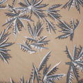 Grey Leaves Design on Nude Embroidered Tulle Fabric - Rex Fabrics