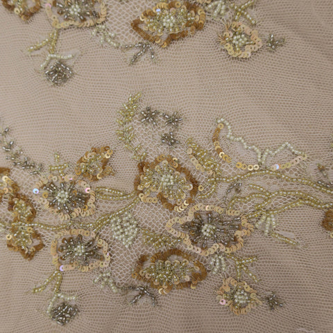 Light Brown Floral Embroidered Lace - Rex Fabrics