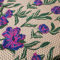 Purple and Green Floral Embroidered Tulle Fabric - Rex Fabrics