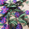 Purple and Green Floral Embroidered Tulle Fabric - Rex Fabrics