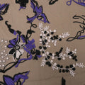 Purple Floral on Black Embroidered Tulle Fabric - Rex Fabrics