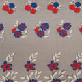 Red Beige and Blue Embroidered Floral Tulle Fabric - Rex Fabrics