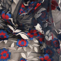 Red Beige and Blue Embroidered Floral Tulle Fabric - Rex Fabrics