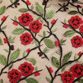Red Floral Corded on Black Embroidered Tulle Fabric - Rex Fabrics