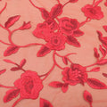 Red Floral Embroidered Tulle Fabric - Rex Fabrics
