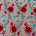 Red Pop Out Floral on Nude Clear Embroidered Tulle Fabric - Rex Fabrics