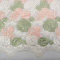 Rex Exclusive Pink And Green Floral Embroidered Tulle Fabric - Rex Fabrics
