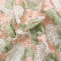 Rex Exclusive Pink And Green Floral Embroidered Tulle Fabric - Rex Fabrics