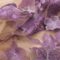 Violet Floral Pop Up Embroidered Tulle Fabric - Rex Fabrics